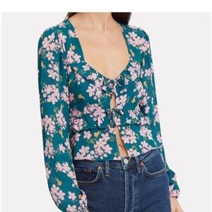 Intermix Amara Floral Tie Front Silk Top Size 4